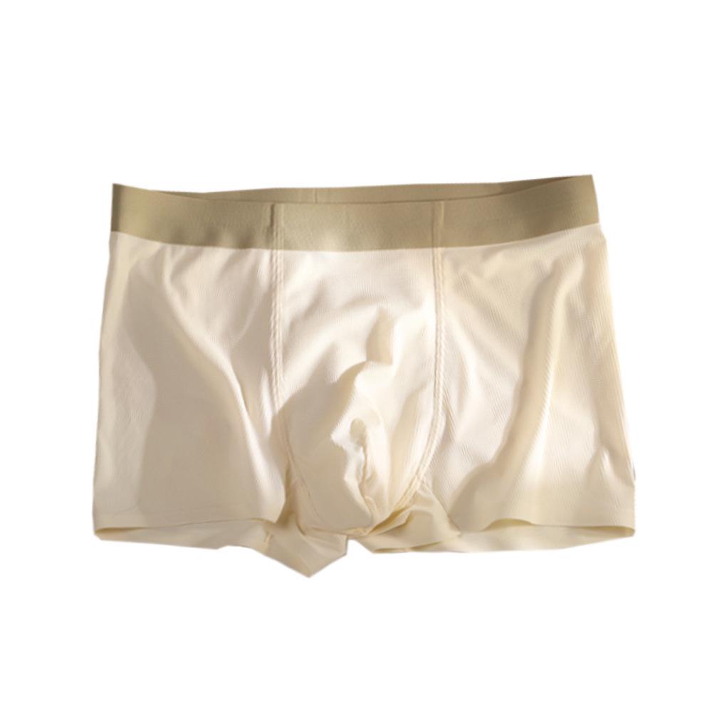 Summer Men's Ice Silk Seamless Boxer Briefs: Antibacterial, Thin, Mid-Waist, Waffle Nylon.
