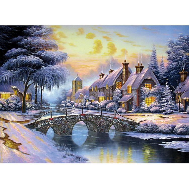 1000dílné puzzle - Vánoční večerní scéna (Mini), populární korejské puzzle