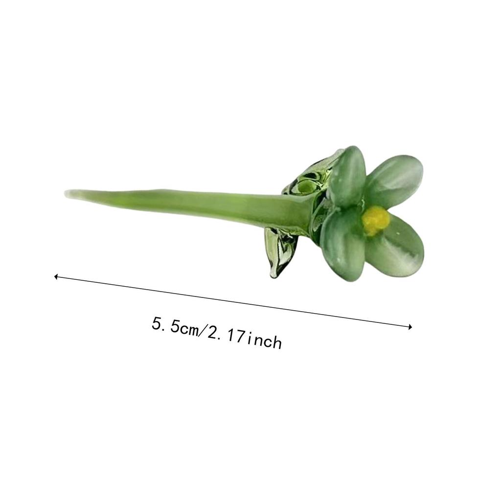 Mini Glass Flower Artificial Creative Decor Floral Figurine for Women Girls Birthday Home Thanksgiving Desktop