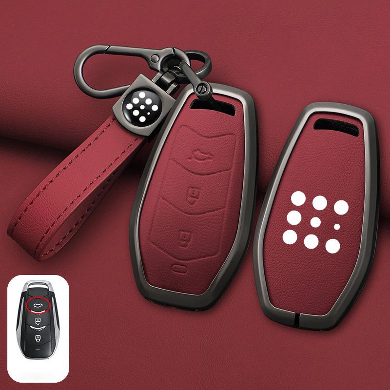 Metal Leather Car Key Case Cover Holder For Dongfeng fengguang Seres Evolute i-Space i-Pro Landian E5 CarProtection Shell
