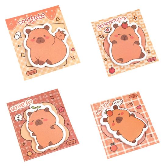 4 Pack Capybara Sticky Notepads, 30 Sheets Cute Self Sticky Notepads, Cartoon Animal Memo Pads, Adhesive Notes for Office School Students Party Favors