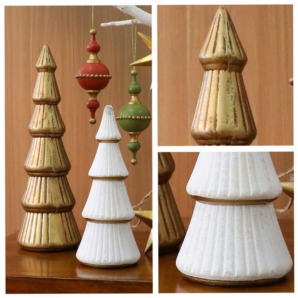 Weihnachtsbaum Holzschmuck, Weihnachts-Tischdekorationen für Innen, Goldene Weihnachtsbaumdekorationen