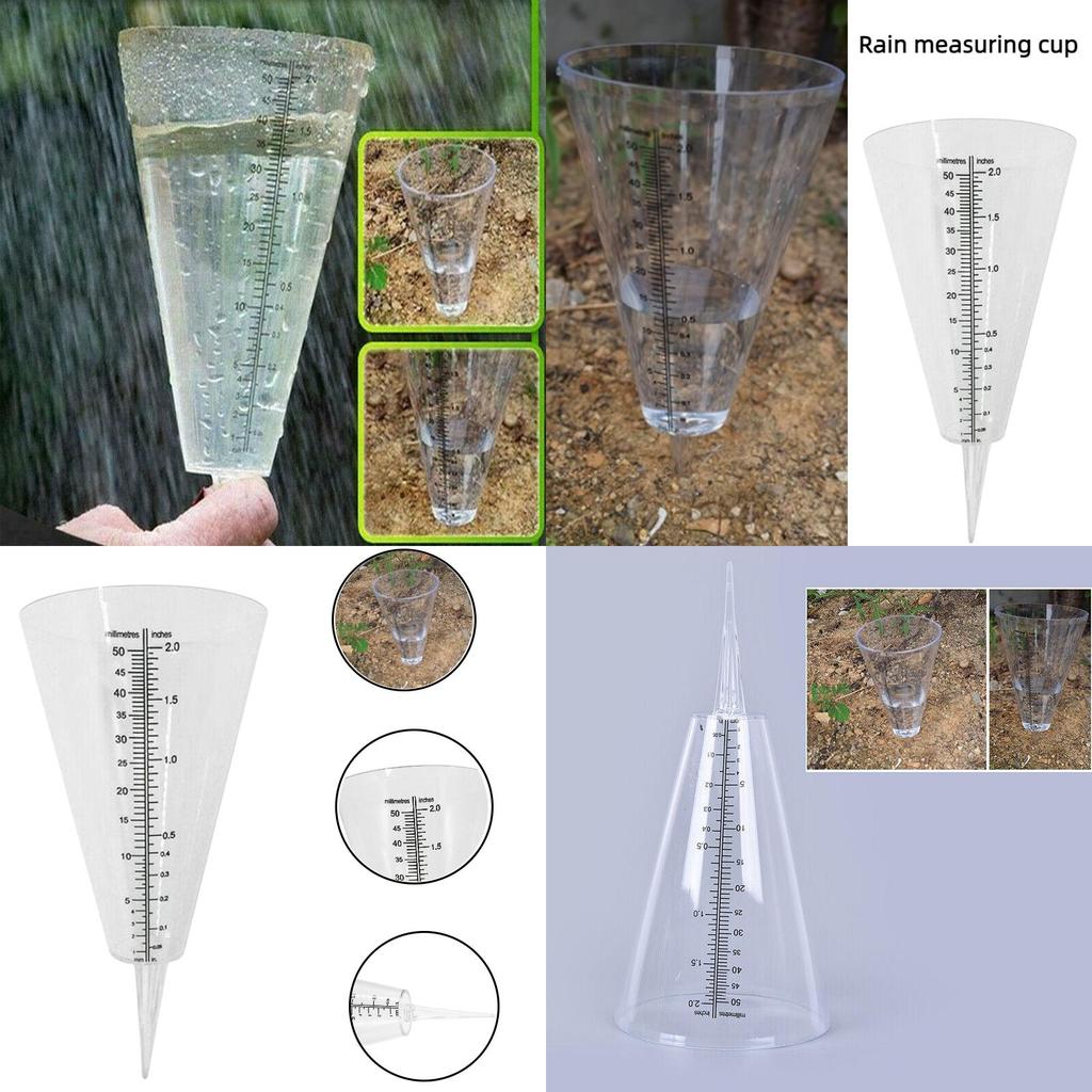 Conical Ground Insert Rain Gauge Transparent White Color Outdoor Gardening Tool