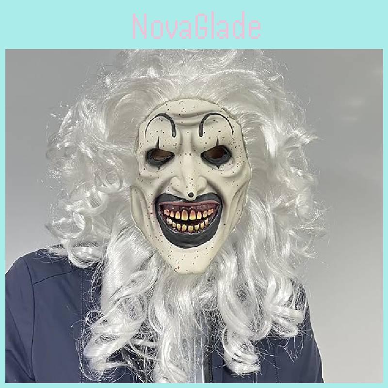 Terrifier3 Maske Schwarzweiß Gruselige Clown Latexmaske für Halloween Cosplay Kostüm