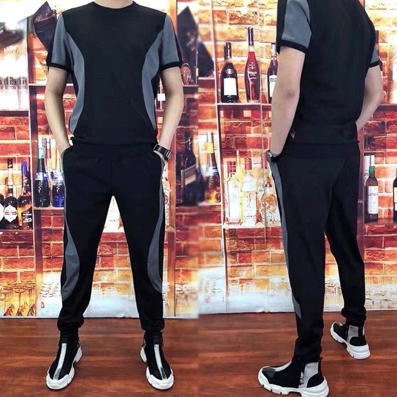Letnie męskie komplety dresowe z nadrukiem w litery T-shirt z krótkim rękawem Pant Casual Sports Suit Men Short Plus Size