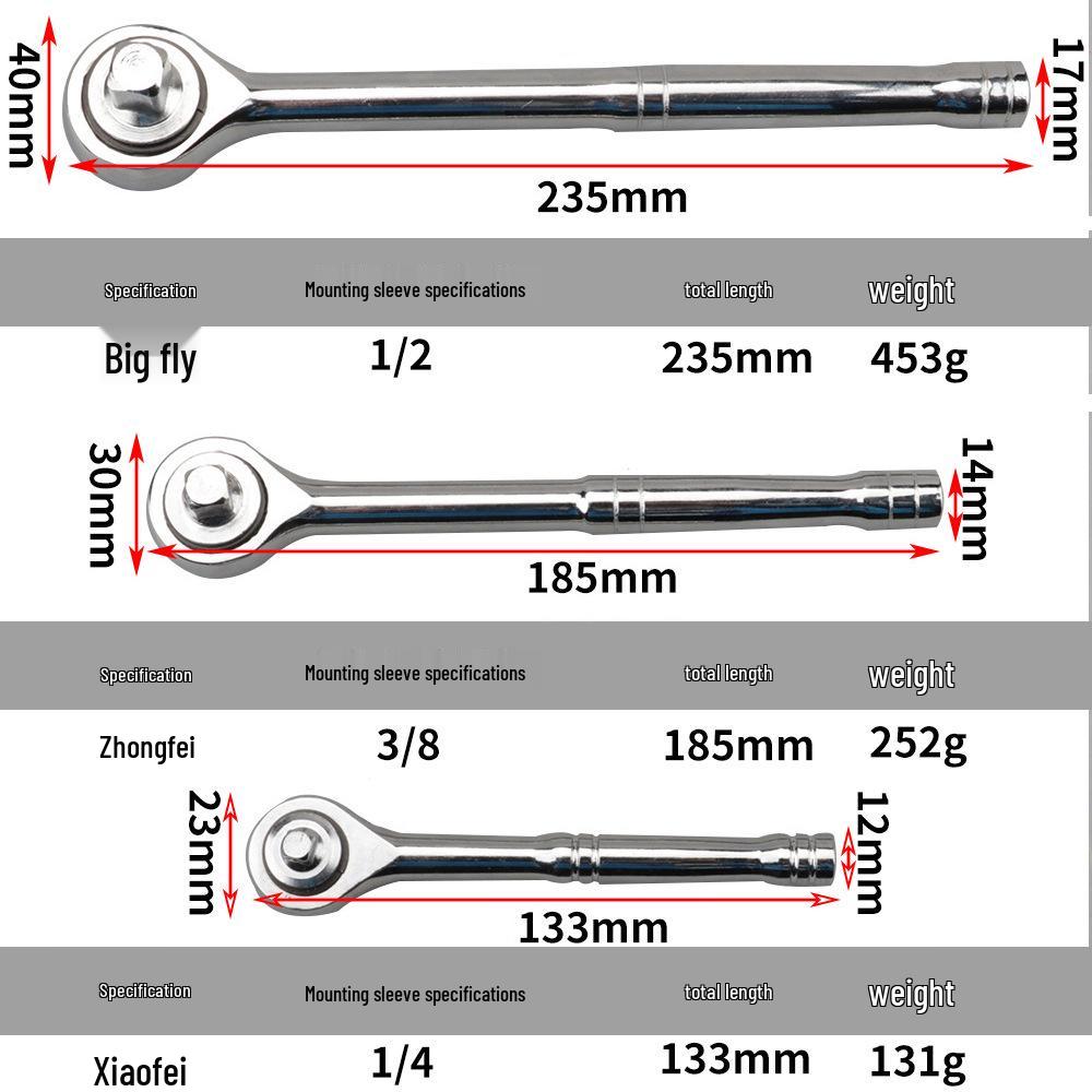 Telescopic Multi-Size Quick-Release Ratchet Wrench (1/4, 1/2, 3/8)