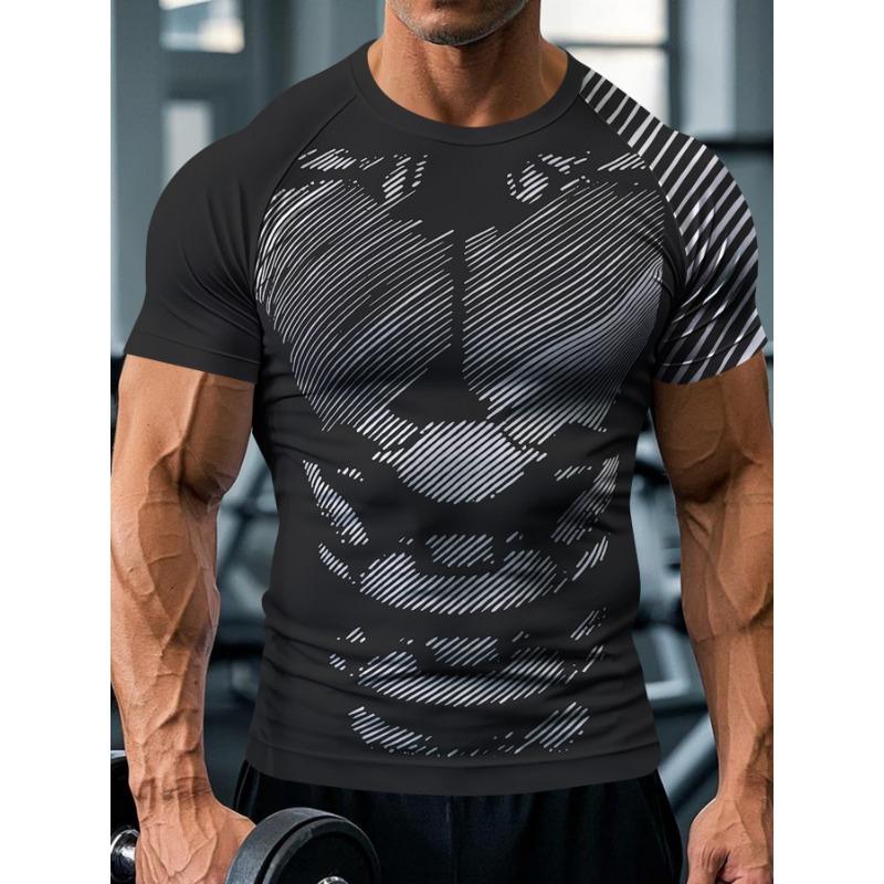 Men's Fitness Short Sleeved Tight Fitting Sports Breathable Quick Drying Short Sleeved T-shirt