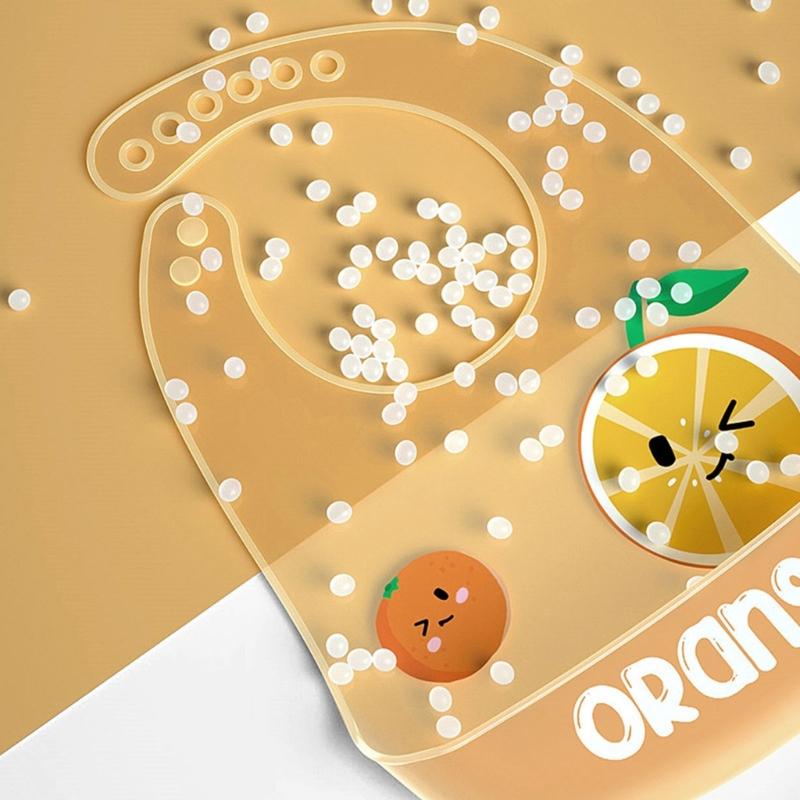 Baby Silicone Bib Cartoon Feeding Bib Waterproof Infant Boy Girl Washable Bib Food Spill Protective Bib with Food Pocket