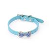 Small Dog Collar Bling Rhinestone Bow PU Leather Pet Necklace Poodle Pomeranian