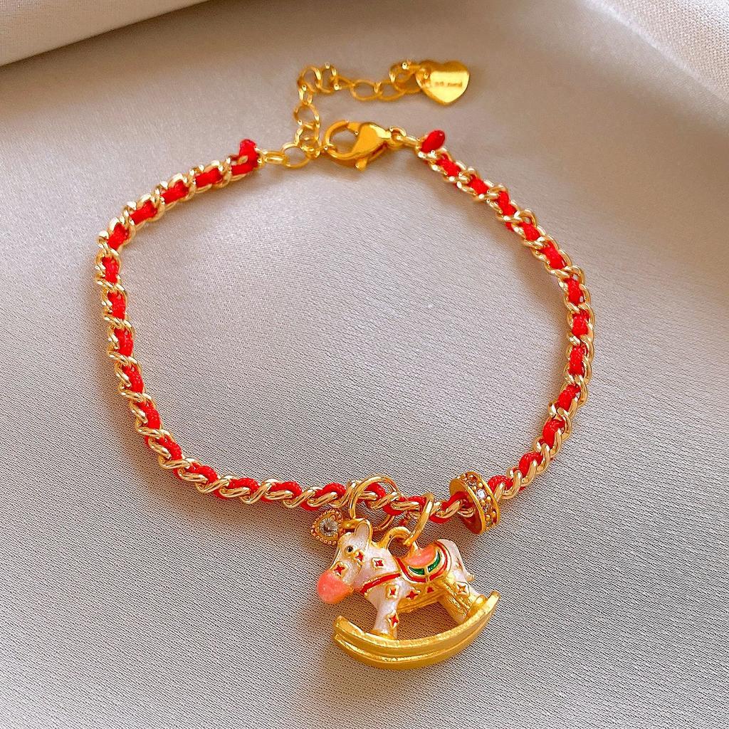New Chinese style red braided rope natal year pony pendant bracelet bracelet personalized jewelry