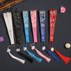 Flower Patterned Fan Retro Lace Folding Portable Lightweight Chinese Dance Handheld Cherry Blossom Compact Travel Pattern Elegant Women's with Tassel