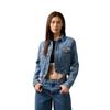 Calvin Klein Vintage Style Double Pocket Cotton Short Denim Jacket Women Jackets Light-Blue J224542