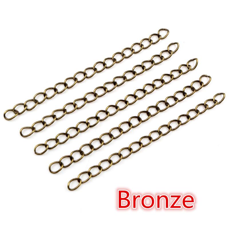 50pcs/lot 50mm 70mm 5x4mm Necklace Extension Chain Bulk Bracelet Extended Chains Tail Extender For DIY Jewelry Making Findings