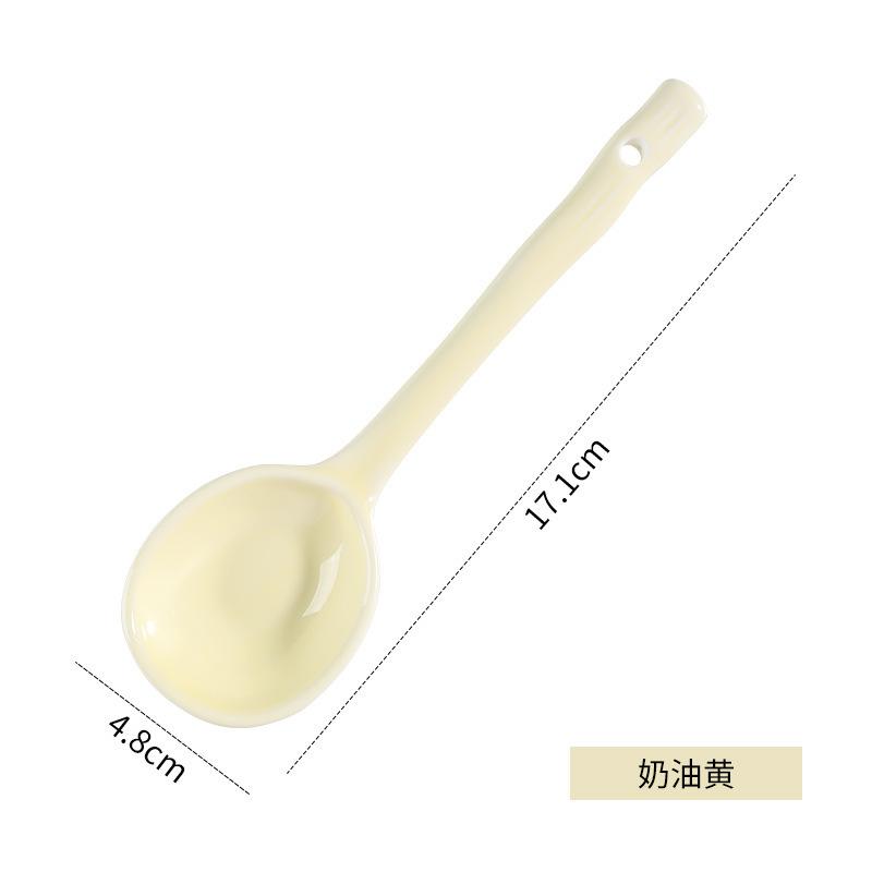 Long Handle Solid Ladle High Quality Non-toxic and Tasteless Good Looks Vintage Kitchen Supplies Ceramic Spoon Fine Workmanship