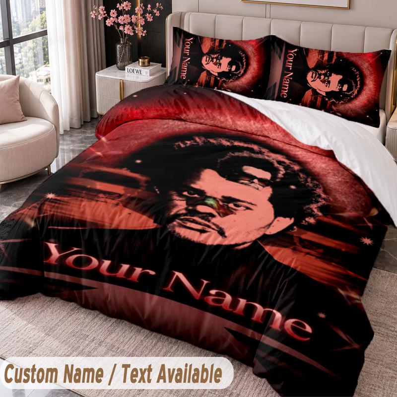 Custom Name Text 3Pcs Bedding Set The Weeknd Duvet Cover And Two Pillowcases