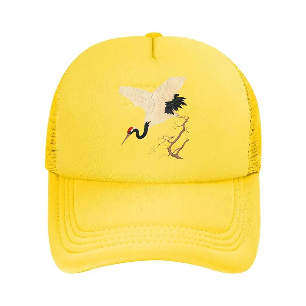 Vintage Red Crown Crane Ukiyoe Mesh Baseball Cap For Womens Unisex FeUnisex Beach Dad Hat Hip Hop