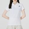 Adidas Logo Print Collar Short Sleeve Polo Shirt Women Tops White HC2718