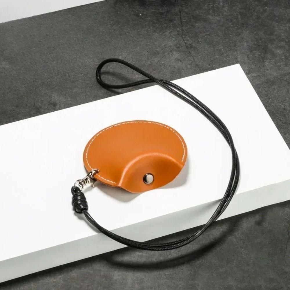 

Multi-purpose Headphone Storage Bag Leather Hanging Neck Pouch Portable Biking Small Leather Bag чорний