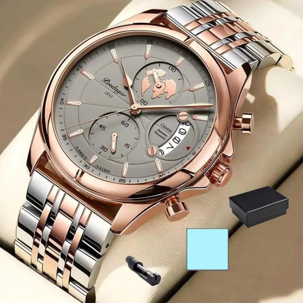 POEDAGAR Top Original Men Watch Chronograph Waterproof Date Quartz Luxury Watches Stainless Stain Business Male Wristwatch
