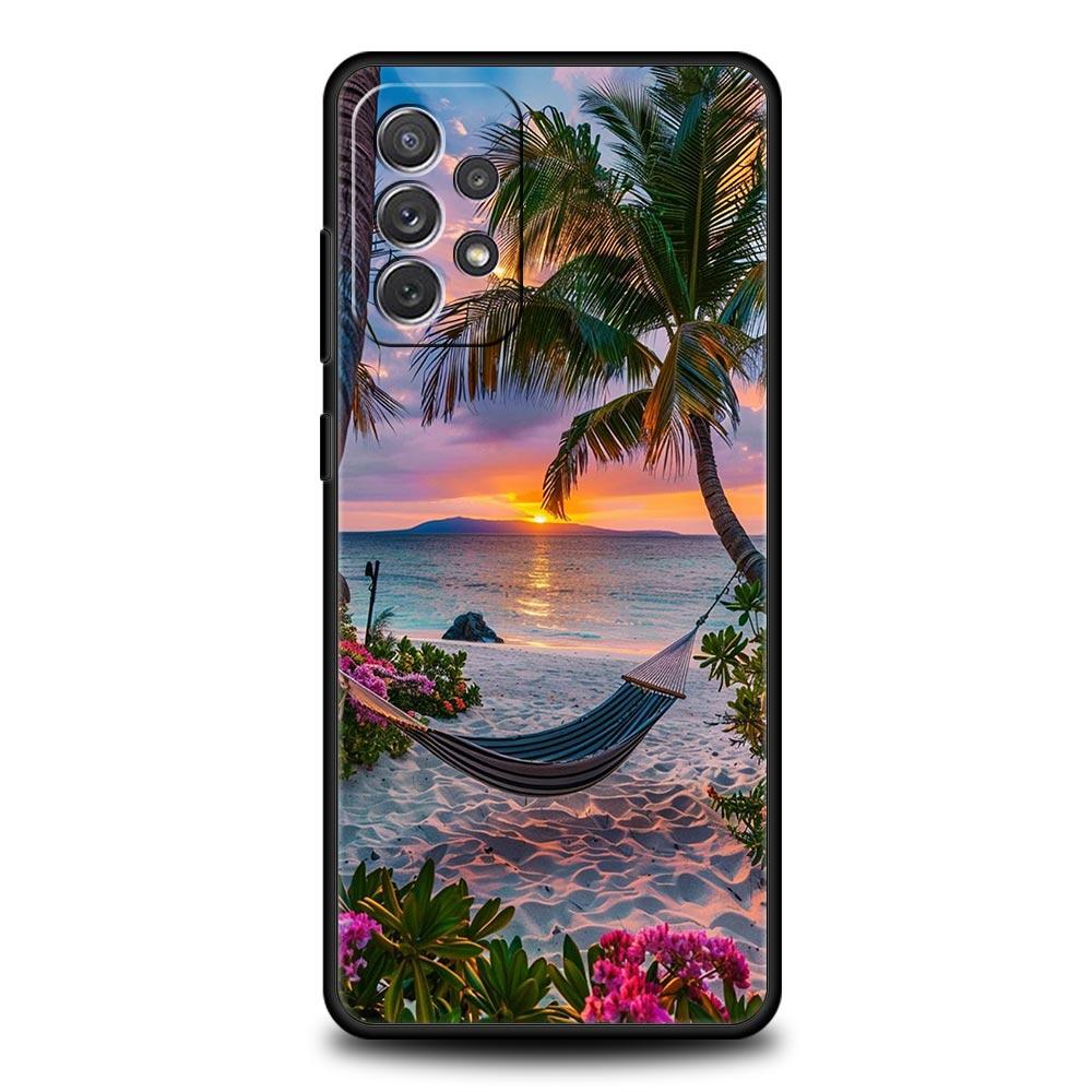 Phone Case For Samsung A15 A13 A51 A71 A41 A03S A05 A35 A55 A23 A25 A33 A53 A73 5G Summer Beach Scene At Sunset On Sea Cover