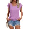 Women Summer Short Sleeve Solid Color V Neck Casual T Shirt Fashion Top