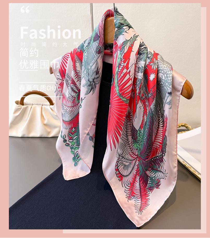 Court Aesthetic Printing High-end Silk Scarf Simulation Silk Square Scarf Shawl Versatile Neck Small Square Scarf Headscarf Scarf Women