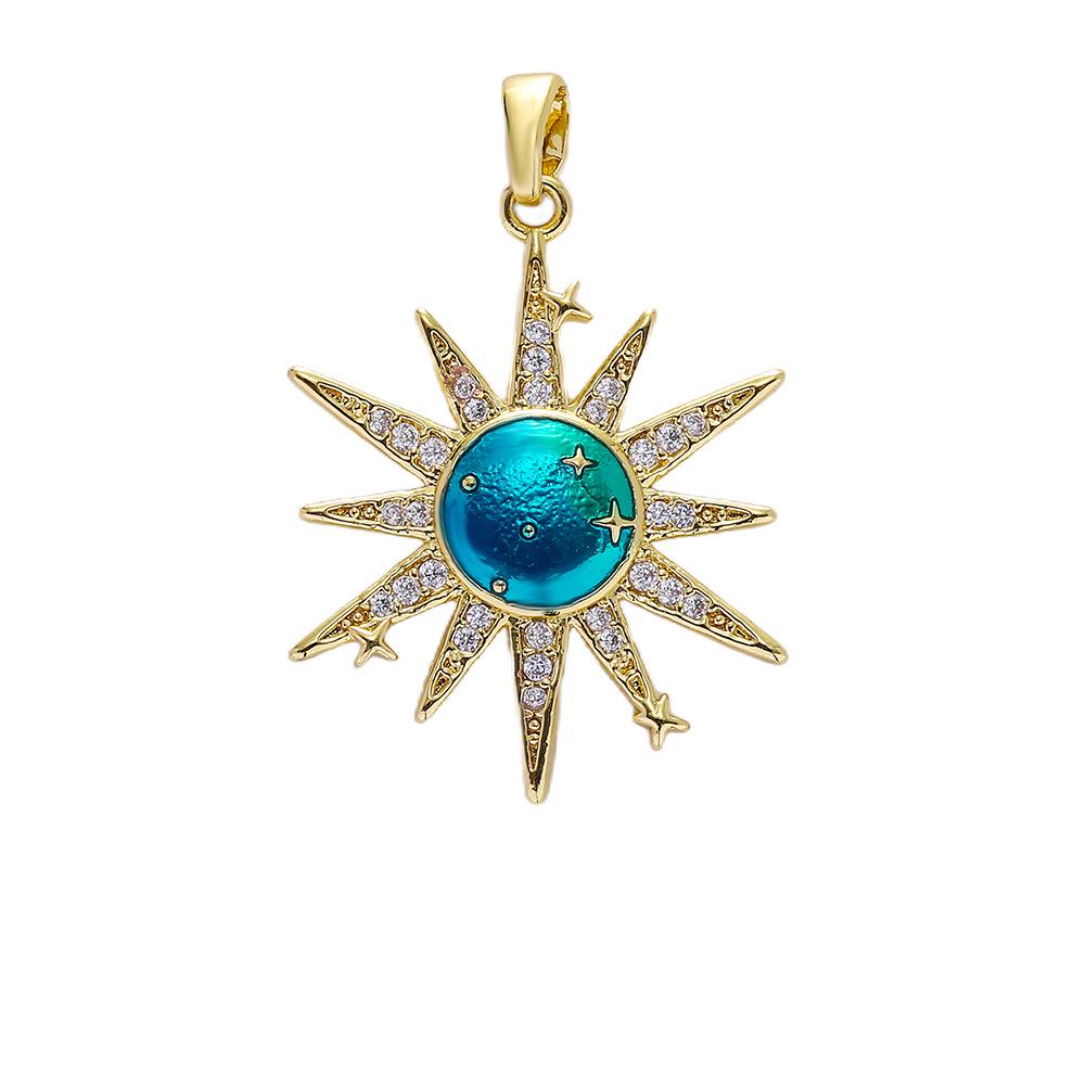Trendy Sun Pendant Copper Gold-Plated Drip Oil DIY Jewelry: Necklace, Bracelet, Earring Accessories for Women