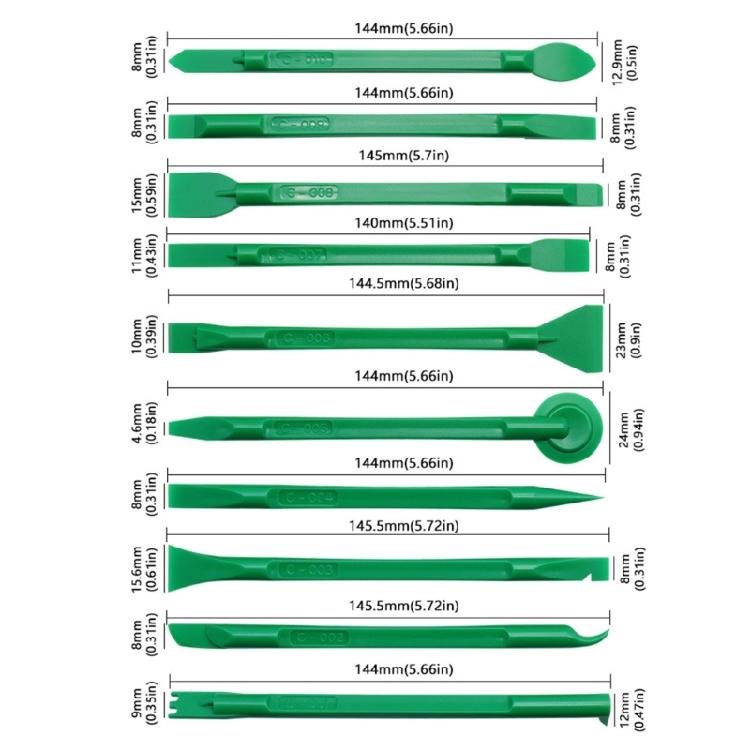 10Pieces Opening Kit Repairing Pry Tools Plastic Spudger Crowbars for Smartphone