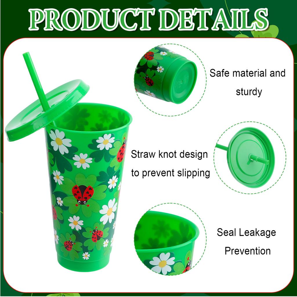 12 Pcs Ladybug Birthday Party Cups 24Oz Plastic Tumblers With Lids And Straws Reusable Iced Coffee Water Bottle Cold Beverage Dr