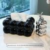 Luxury Black Tissue Box with Silver Rabbit Toothpick Holder