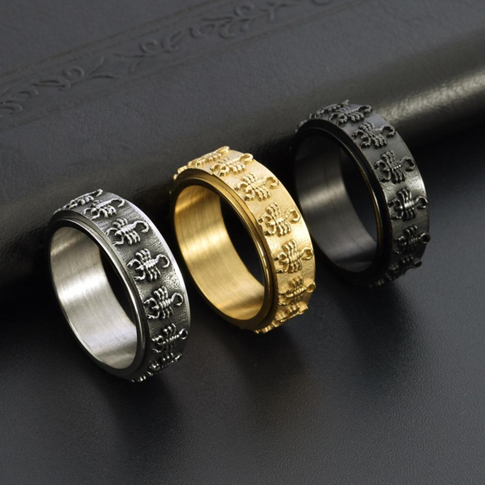 Fashionable Personality Rotatable Scorpion Ring Titanium Steel Retro Men's Niche Stress Relief Ring Jewelry