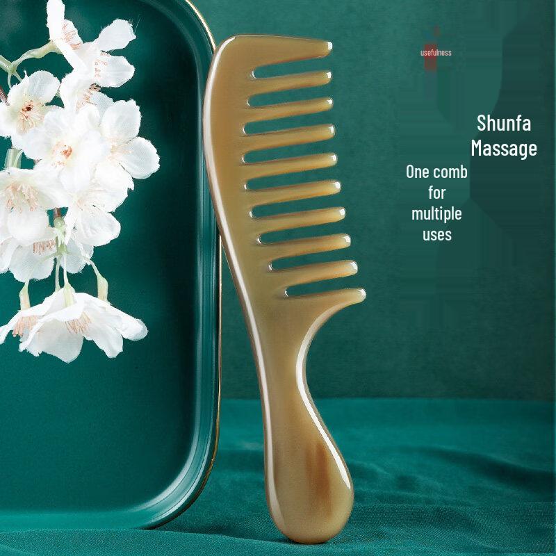 Natural Ox Horn Wide-tooth Hair Comb
