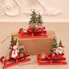 Weihnachtsschlitten Miniatur Holz Weihnachtsmann Schneemann Hirschschlitten Ornament für Kinder Geschenk Desktop Kleine Ornamente aus Holz abnehmbar