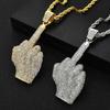 Ice Out Zirkon Höfliche Geste Mittelfinger Halskette Herren Damen Punk Hip Hop Rap Rock Party Schmuck Geschenk
