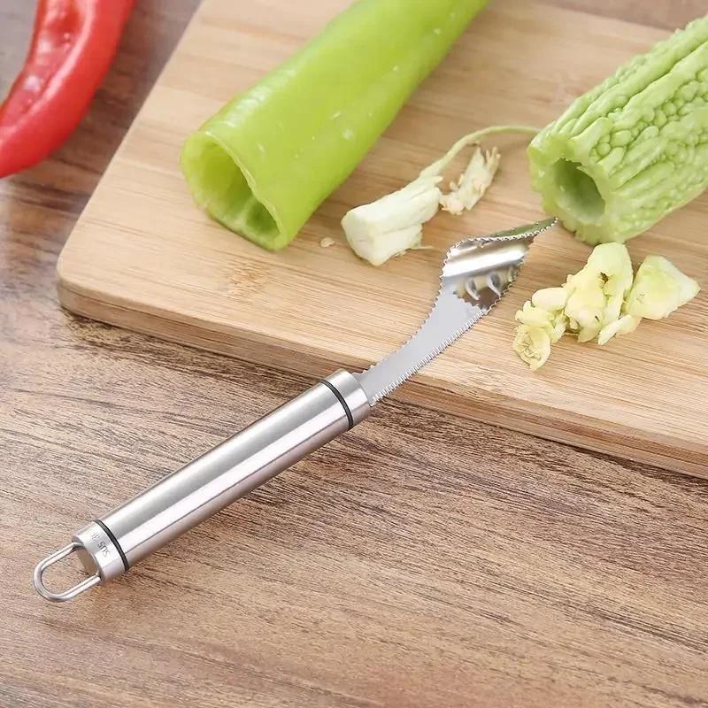 Stainless Steel Pepper Corer Portable Zucchini Cucumber Core Remover Special Kitchen Gadgets with Serrated Edge Home Gadgets LIJ