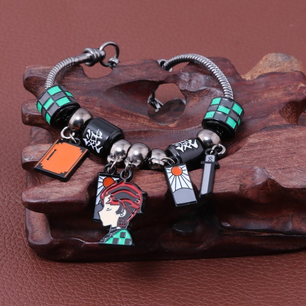 Anime Demon Slayer Kimetsu No Yaiba Bracelet DIY Beaded Cartoon Character Pendant Hand Dress Cosplay Props Fan Gift Jewelry