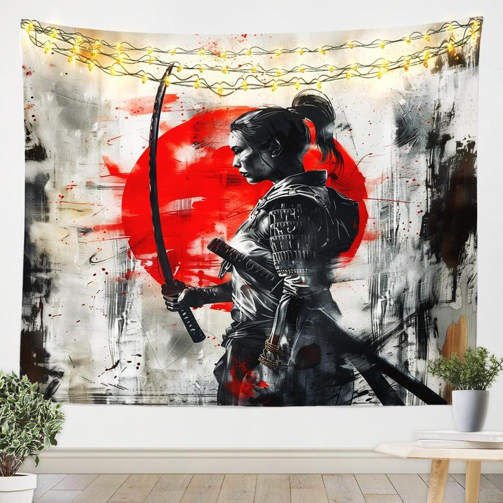 Japan Geisha Wall Hanging Kids Boys Girls Japanese Tradition Aesthetic TapestryUltra Soft Oriental Theme Wall BlanketJapanese