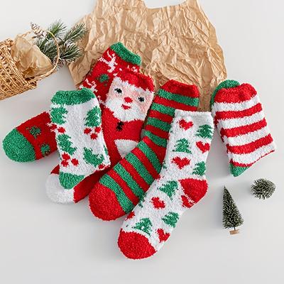 6 Pairs of Women's Christmas Cold Resistant and Warm Home Soft Floor socks,Party & Holiday DIY Decorations,Christmas Gift