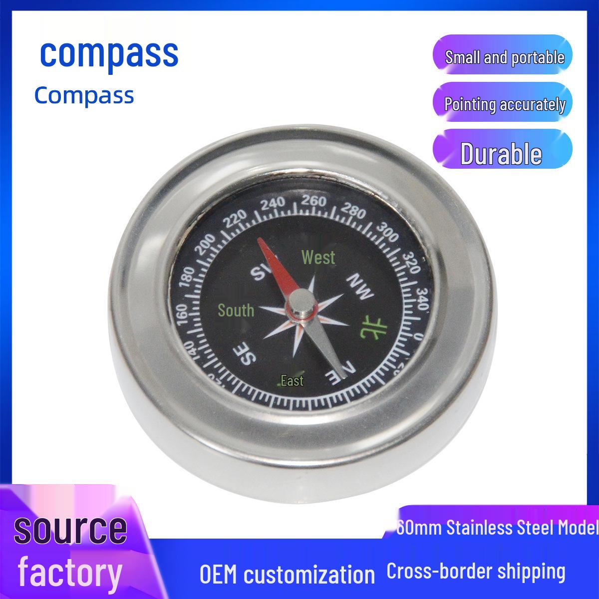 60mm Stainless Steel Outdoor Compass for Teaching & Navigation Compass
