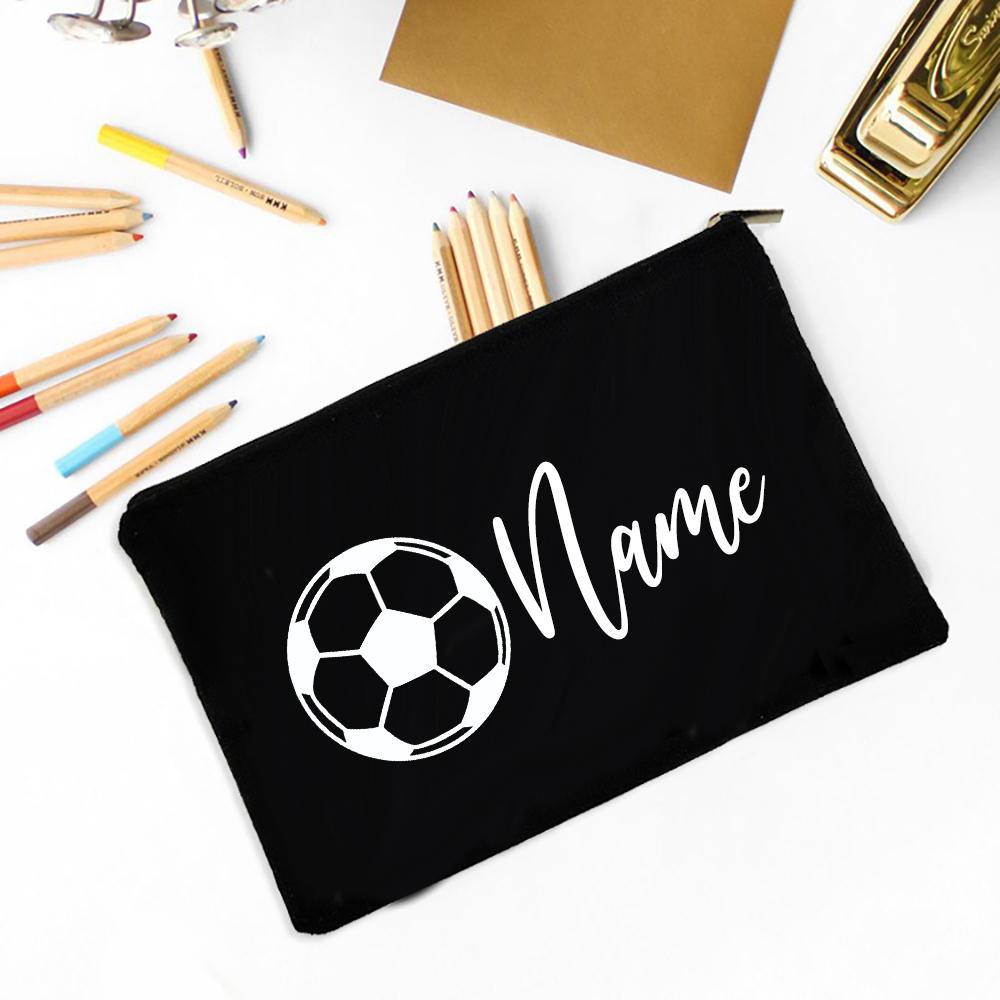 Personalised Football Pencil Bag Custom Name Pencil Case School Stationery Supplies Storage Bags Christmas Birthday Gift for Kid