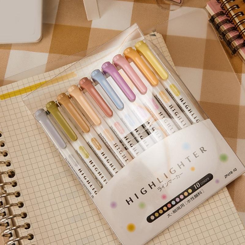 Double Headed Fluorescent Highlighter Pen 10/15Color Double Tip Marker Pen for Scrapbooking Journal Planner Card Making