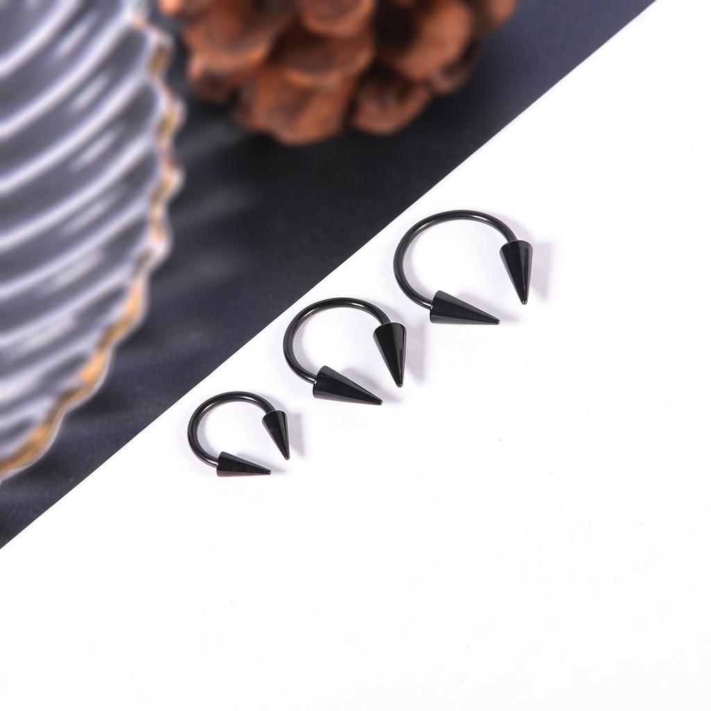 ZS 16G Anello Septum a Cono Acciaio Inossidabile Ferro di Cavallo Piercing Naso Spina Anelli Labbra Colore Nero Trago Helix Orecchino Gioielli per il Corpo
