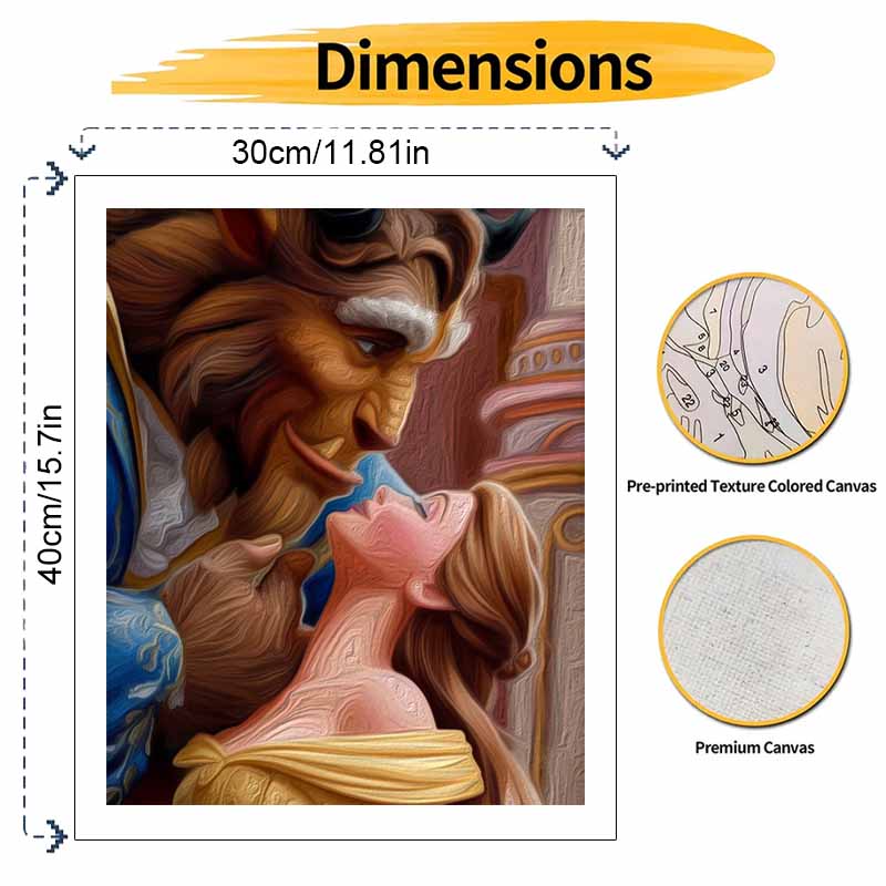 Disney Beauty and the Beast oil paint by numbers painting kit handmade diy home decor gifts wall art canvas romantic love decor