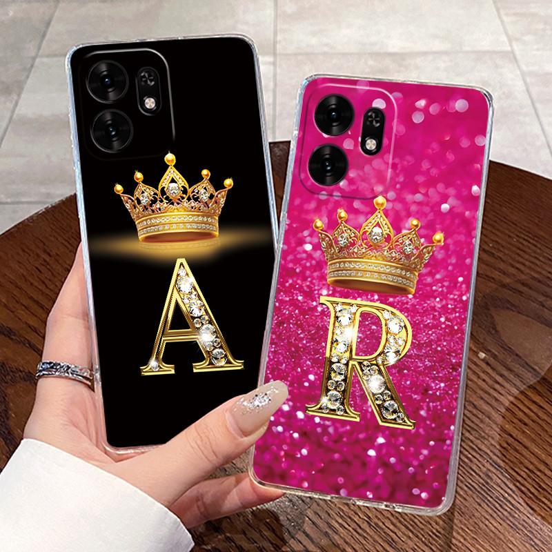 Fashion Initial Letter Crown Couple Case For Honor Play 60A 5G / Honor X6d 5G Transparent TPU Silicone Shockproof Soft Casing