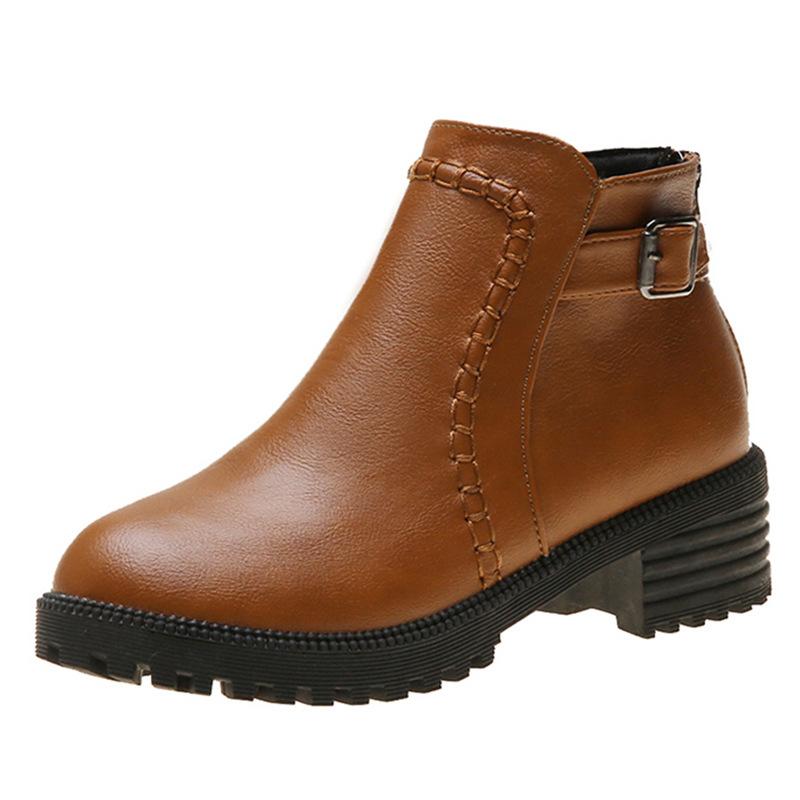 Large Size Shoes Women Thick Sole Mid-heel Ankle Boots Women 2025 New Women Thick Heel Women's Boots Botas De Mujer