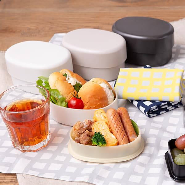 CORETARI Bento Microwave and Dishwasher Small White (Coretari) Japanese-Made Box, Two-Tier, 430ml, Safe, Oval,