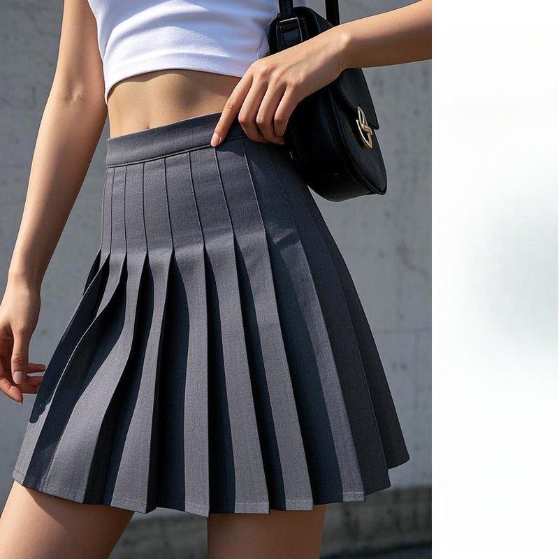 Neuer Plisseerock Damen Hohe Taille Elastischer Kurzer Rock Schlank Klein Frühling und Sommer Rock