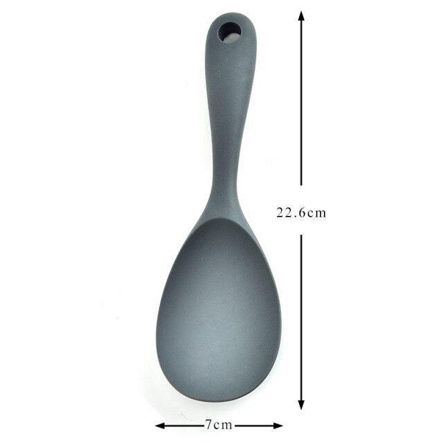 1Pcs Translucent Heat-resistant Silicone Non-stick Pan Cooking Tools Long Handle Kitchen Accessories Rice Spoon