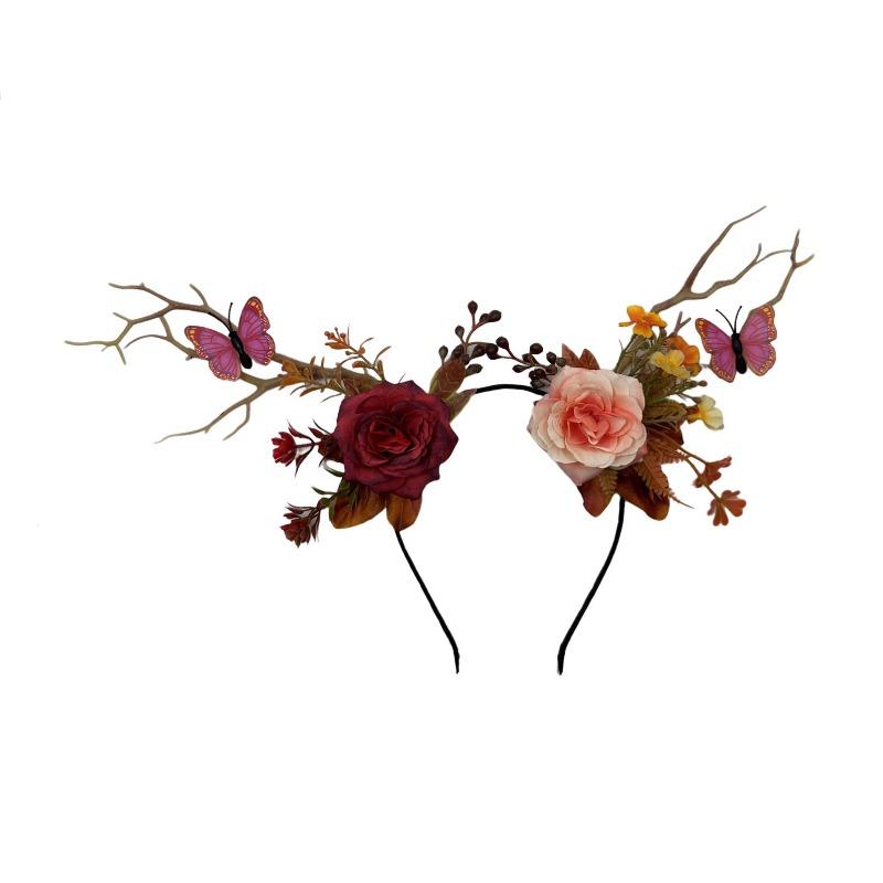European and American Christmas Forest Girl Antlers Headband Festive Elk Hairpin Branches Flowers Harvest Festival Flowers Elf Headdress