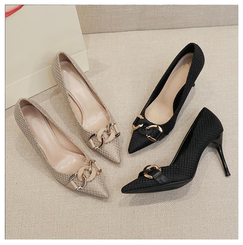 Black French Low-Cut Pointed Toe High Heels for Plus Size Women - Spring 2026 Fashion Stilettos